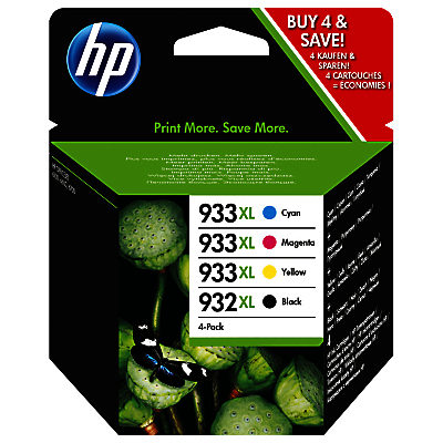 HP 932 XL/933 XL Cyan, Magenta, Yellow & Black Ink Cartridge Multipack, Pack of 4